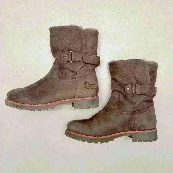 Panama Jack Felia Igloo Grey Nubuck Leather Boot with Sheepskin Lining Size 37 - Picture 1 of 8